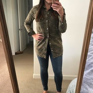 Oversized camo button down